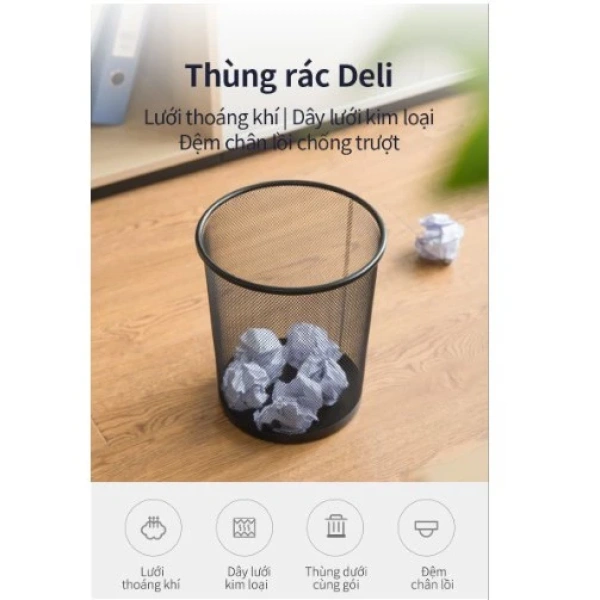 Với mẫu thiết kế tối giản, đường nét sạch sẽ, thùng rác lưới không gỉ thường mang màu sắc kim loại mượt mà, không bị phai màu qua thời gian. (Ảnh 2)