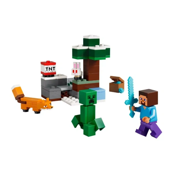 Rừng Taiga là một trong những môi trường sinh thái đa dạng nhất trong Minecraft, với cây thông phủ đầy tuyết, địa hình gồ ghề và những sinh vật đặc trưng như cáo, thỏ và cả các sinh vật nguy hiểm như Creeper. (Ảnh 2)