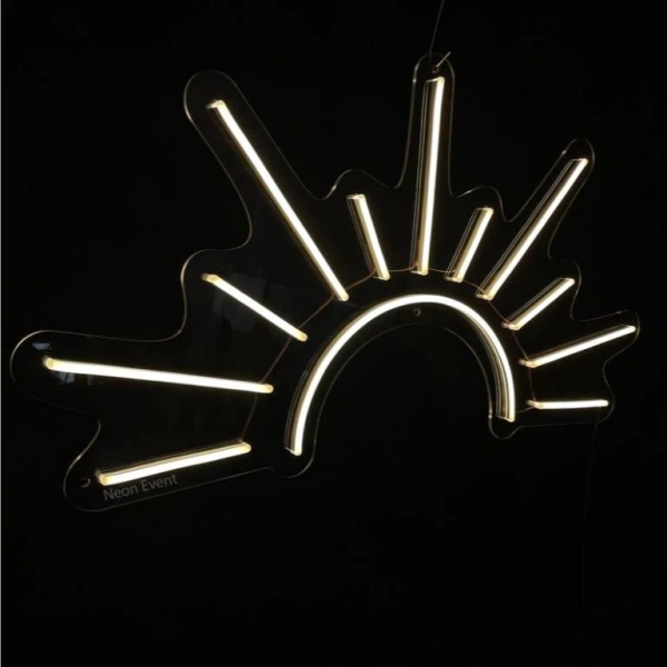 Sản phẩm Đèn Trang Trí LED Neon HÌNH MẶT TRỜI Treo Tường Nhiều Mẫu (kèm nguồn và miếng dán treo tường) được thiết kế với kích thước 60 cm chiều cao và chiều rộng tỷ lệ, phù hợp cho hầu hết các bề mặt tường trong nhà. (Ảnh 4)