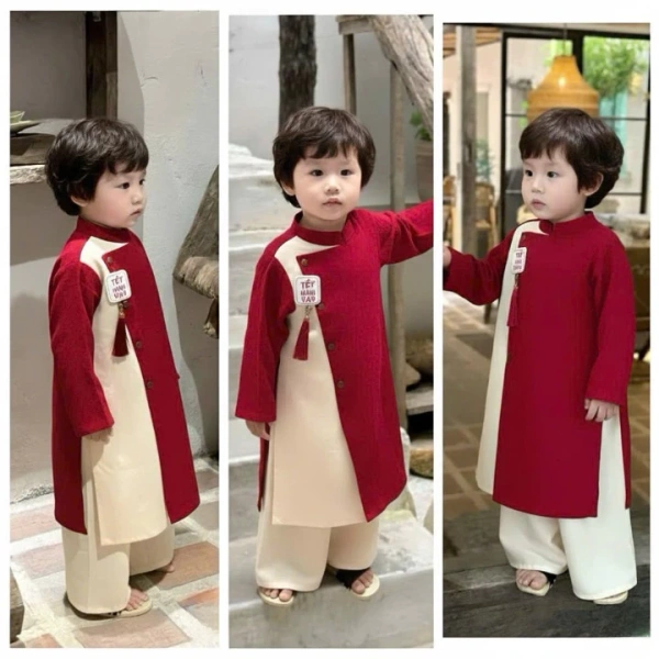 Áo dài cách tân cho bé trai dịp Tết: Độ co giãn vượt qua lo lắng về kích thước từ 9‑30kg - Ảnh 1 Áo dài cách tân cho bé trai dịp Tết: Độ co giãn vượt qua lo lắng về kích thước từ 9‑30kg - Ảnh 1