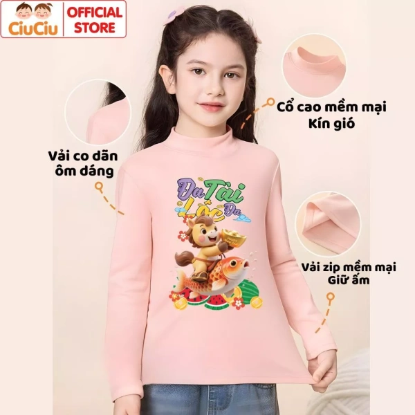 Áo Tết Bính Ngọ Múa Lân của CiuCiu Kid được thiết kế độc quyền, phù hợp cho cả bé trai và bé gái trong dịp Tết 2026. (Ảnh 3)
