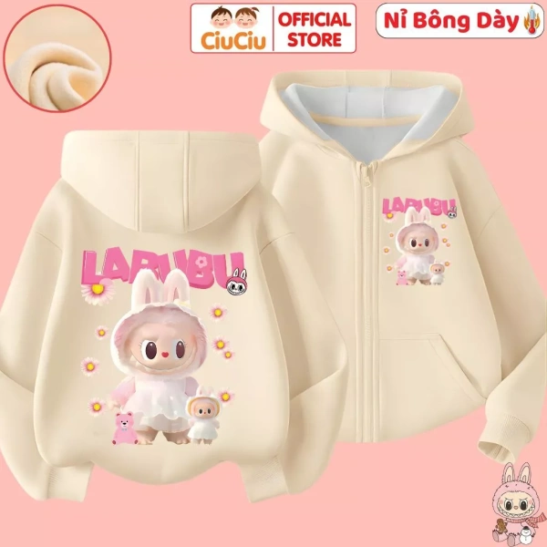 Áo khoác nỉ bông Labubu của thương hiệu CiuCiu được thiết kế đặc biệt cho bé gái từ 9kg tới 35kg. (Ảnh 4)