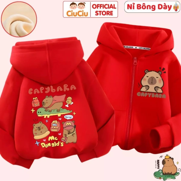 Một sản phẩm đang được các bậc cha mẹ quan tâm là Áo Khoác Nỉ Bông Hình Capybara Cho Bé Trai Bé Gái CIUCIU KID. (Ảnh 5) Một sản phẩm đang được các bậc cha mẹ quan tâm là Áo Khoác Nỉ Bông Hình Capybara Cho Bé Trai Bé Gái CIUCIU KID. (Ảnh 5)
