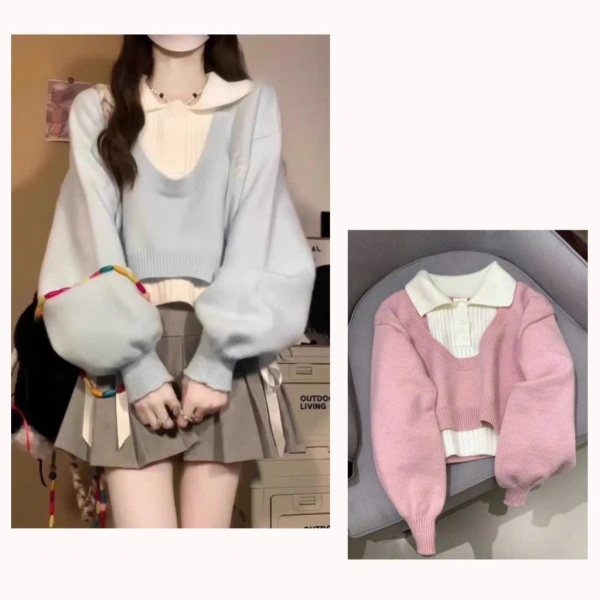 Áo len thu đông set 2 món: Khi thiết kế cổ sơ mi và tay bồng gây bất ngờ về độ ấm trong thời tiết se lạnh - Ảnh 1 Áo len thu đông set 2 món: Khi thiết kế cổ sơ mi và tay bồng gây bất ngờ về độ ấm trong thời tiết se lạnh - Ảnh 1