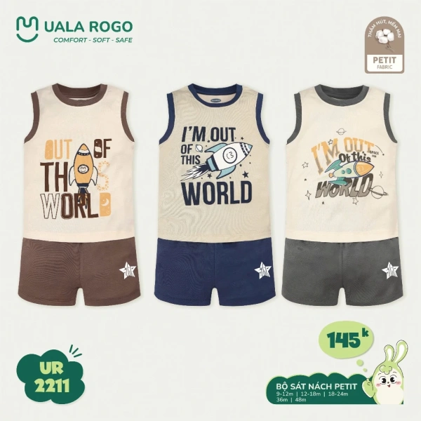 Với những tiêu chí trên, một lựa chọn đang được nhiều bậc phụ huynh quan tâm là Bộ Ba Lỗ, Sát Nách Uala Thoáng Mát cho Bé Trai (model UR2164, UR2165, …). (Ảnh 4)