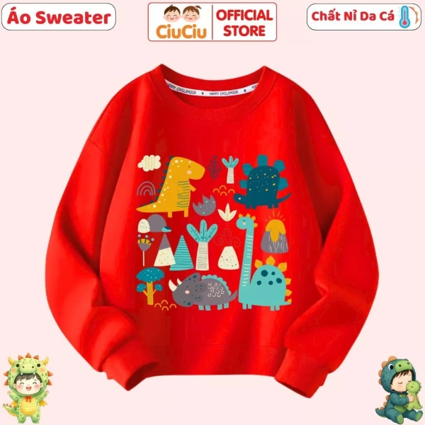 Trong quá trình tìm kiếm áo sweater vừa an toàn vừa thời trang, một sản phẩm nổi bật là Áo Sweater Cho Bé Trai Bé Gái Hình Khủng Long Dino CIUCIU KID. (Ảnh 4)
