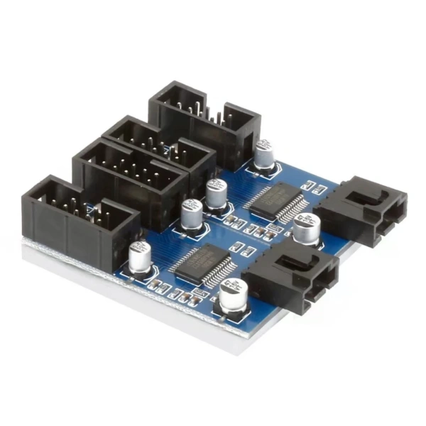 Khi hệ thống có nhiều thiết bị cần nguồn (ví dụ: nhiều quạt, ổ SSD NVMe, băng LED dải), tổng tải trên cổng USB 9‑pin có thể vượt quá khả năng cung cấp của bo mạch chủ. (Ảnh 2)