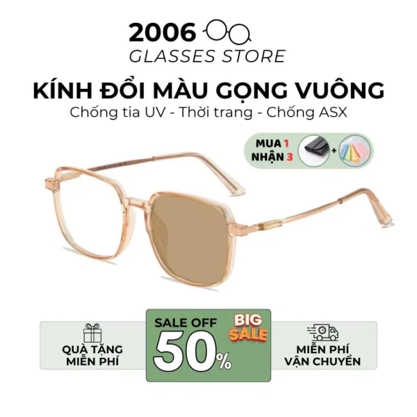 Mẫu kính ST14 mang lại một bộ ba tính năng chính: đổi màu nhanh, bảo vệ UV và ánh sáng xanh, cùng gọng kim loại chịu lực và thiết kế vuông hiện đại. (Ảnh 5)