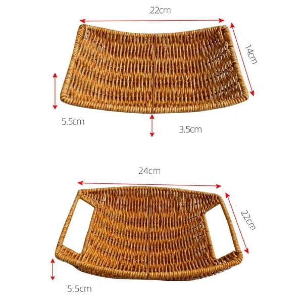 Khay dệt mây, hay còn gọi là “giả mây”, được làm từ chất liệu PP (polypropylene) với quy trình dệt giả mây tỉ mỉ. (Ảnh 2)