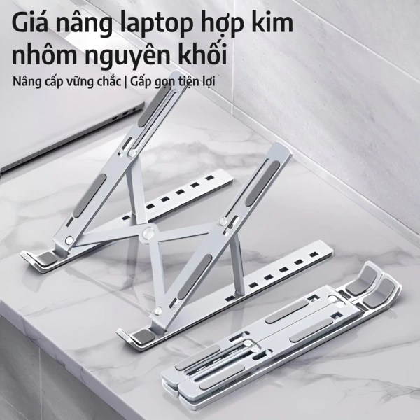 Chiếc đế laptop với khả năng điều chỉnh độ cao cho phép bạn nâng máy lên tới mức mắt, giảm độ nghiêng của cổ xuống mức tự nhiên. (Ảnh 2)