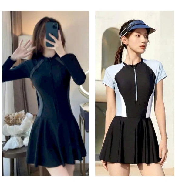 Chi tiết viền xám trên áo tắm một mảnh dài tay quyết định cảm giác tự tin và sự thoải mái khi bơi - Ảnh 1