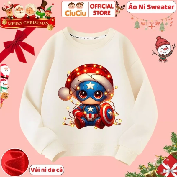 Nếu đang tìm kiếm một mẫu áo đáp ứng đầy đủ các tiêu chí trên, Áo Nỉ Dài Tay Thu Đông Bé Trai Hình Người Nhện Captain Noel Mừng Giáng Sinh Christmas CIUCIU KID là một lựa chọn đáng cân nhắc. (Ảnh 5)