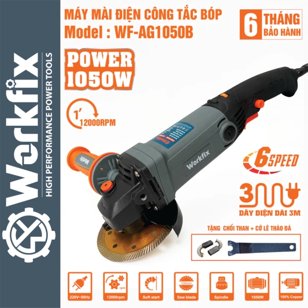 Công suất 1050W và 6 mức tốc độ khiến máy cắt mài cầm tay dễ mất kiểm soát trong các góc hẹp - Ảnh 1 Công suất 1050W và 6 mức tốc độ khiến máy cắt mài cầm tay dễ mất kiểm soát trong các góc hẹp - Ảnh 1