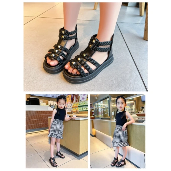 Một ví dụ thực tế cho việc cân bằng giữa thẩm mỹ và an toàn là mẫu [M013] Sandal Chiến Binh Bé Gái Cổ Cao Đính Đá Sang Chảnh. (Ảnh 4)