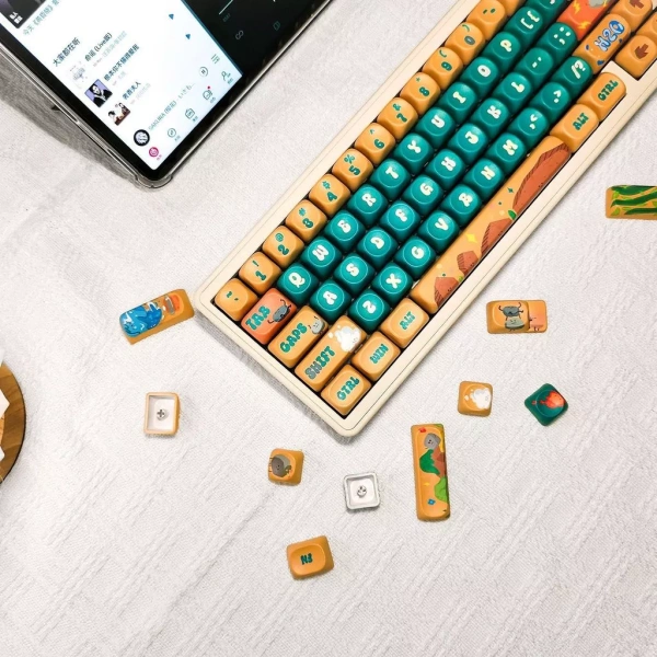 Một trong những sản phẩm vừa được cộng đồng chú ý gần đây là Bộ Keycap Element Partner Xanh Vàng PBT Dye‑Sub OEM do KCRAFT – World of keycaps cung cấp. (Ảnh 4)