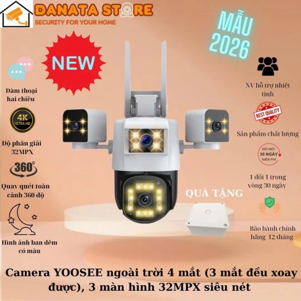 Camera 4 mắt (4 góc quay độc lập) và 42 đèn LED hỗ trợ chiếu sáng vừa đủ trong điều kiện thiếu sáng và cả ban đêm màu. (Ảnh 2) Camera 4 mắt (4 góc quay độc lập) và 42 đèn LED hỗ trợ chiếu sáng vừa đủ trong điều kiện thiếu sáng và cả ban đêm màu. (Ảnh 2)