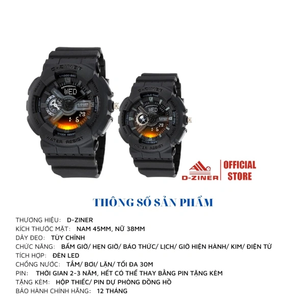 Mẫu đồng hồ D‑ZINER 8248 được làm từ cao su và nhựa tổng hợp với dây đeo cao su, mang lại cảm giác mềm mại và chịu lực tốt khi luyện tập. (Ảnh 4)