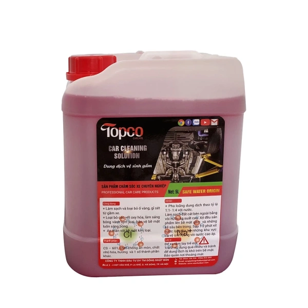 Chọn một dung dịch có thành phần an toàn nhưng mạnh mẽ, như Dung dịch tẩy gầm xe ô tô tẩy rỉ sét, ố bẩn Topco, có thể đồng thời loại bỏ bụi, vết bẩn và rỉ sét mà không làm hại lớp sơn hay nhựa. (Ảnh 3) Chọn một dung dịch có thành phần an toàn nhưng mạnh mẽ, như Dung dịch tẩy gầm xe ô tô tẩy rỉ sét, ố bẩn Topco, có thể đồng thời loại bỏ bụi, vết bẩn và rỉ sét mà không làm hại lớp sơn hay nhựa. (Ảnh 3)