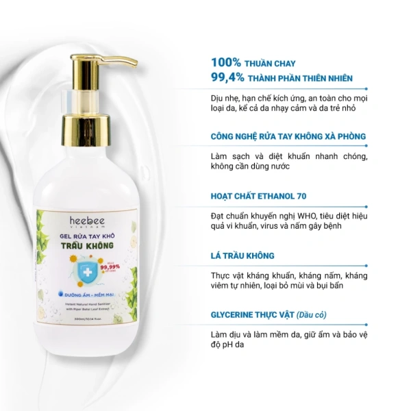 Bảng so sánh trên cho thấy gel rửa tay khô thảo dược của Heebee's không chỉ giữ được ưu điểm diệt khuẩn cao mà còn vượt trội trong khía cạnh dưỡng ẩm và an toàn cho da nhạy cảm. (Ảnh 3)