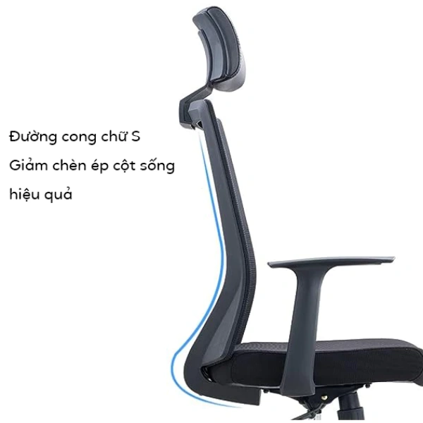 Một trong những mẫu ghế công thái học đang được người dùng quan tâm hiện nay là Ghế xoay văn phòng, ghế công thái học cao cấp, thiết kế lưng ghế chữ S bảo vệ cột sống. (Ảnh 4)