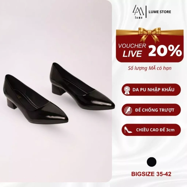 Giày cao gót nữ da bóng 3 cm: Khi độ bám của đế cao su non lại khiến bạn ngạc nhiên trong những ngày mưa. - Ảnh 1