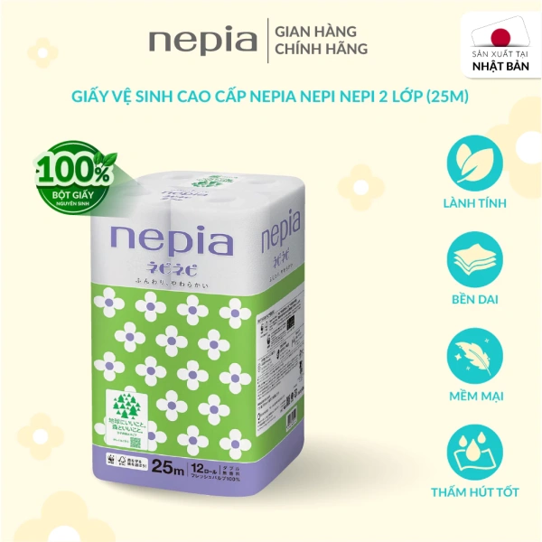 Combo 3 lốc 12 cuộn của Nepia Nepi Nepi được làm từ 100% bột giấy nguyên chất siêu sạch, không chứa bất kỳ chất tẩy trắng hay hóa chất độc hại nào. (Ảnh 5)