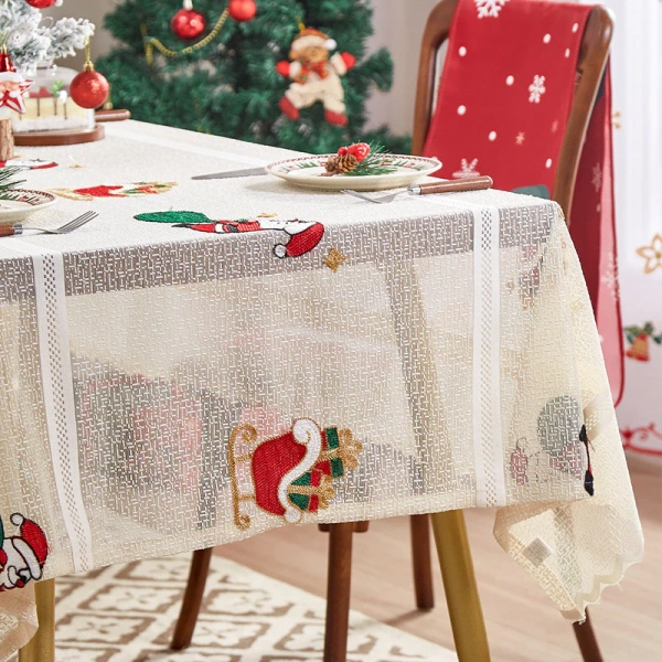 Khăn trải bàn Santa Ngày Lễ Cà Phê được làm từ polyester chất lượng cao. (Ảnh 2)