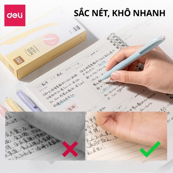 Mặc dù tốc độ khô không nhanh như bút bi, nhưng nhờ các yếu tố trên, bút gel Deli vẫn là một “người bạn đồng hành” đáng cân nhắc cho sinh viên và học sinh muốn có trải nghiệm viết mượt mà mà không tốn quá nhiều chi phí. (Ảnh 4)