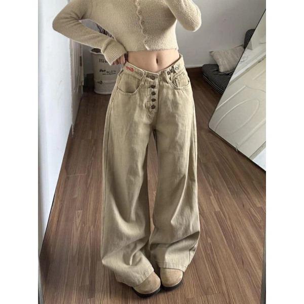Khi mặc quần jeans ống rộng cạp cao phong cách retro vào thu đông, bạn sẽ ngạc nhiên về độ co giãn không như mong đợi - Ảnh 1 Khi mặc quần jeans ống rộng cạp cao phong cách retro vào thu đông, bạn sẽ ngạc nhiên về độ co giãn không như mong đợi - Ảnh 1