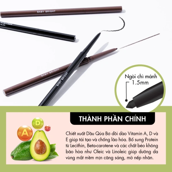 Sản phẩm này kết hợp đầu chì vuốt nhọn, mảnh 1.5 mm cho phép vẽ viền mắt mềm mại và tự nhiên. (Ảnh 4) Sản phẩm này kết hợp đầu chì vuốt nhọn, mảnh 1.5 mm cho phép vẽ viền mắt mềm mại và tự nhiên. (Ảnh 4)