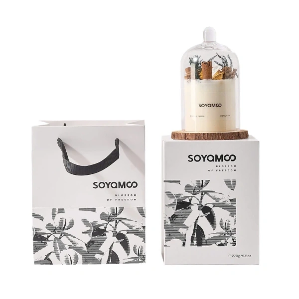 Set quà tặng này được thiết kế toàn diện, gồm nến sáp đậu nành 750g, nắp chụp, đế gỗ, hộp và túi đựng, đáp ứng nhu cầu thẩm mỹ lẫn tiện lợi. (Ảnh 4)