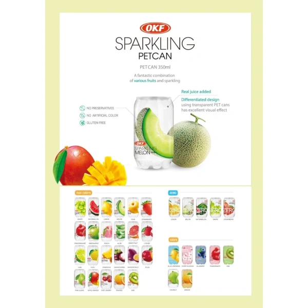 Sản phẩm Nước ngọt có ga vị việt quất OKF Hàn Quốc 350ml được quảng cáo là “làm từ nước ép việt quất, chứa chiết xuất hạt bưởi”. (Ảnh 4)