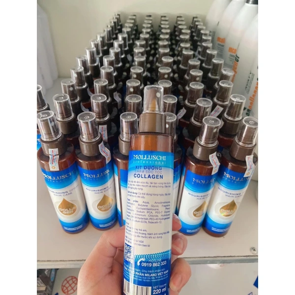 Với mức giá 162,000 VND và khuyến mãi hiện tại còn 135,000 VND, Xịt Dưỡng Collagen Molluschi 220 ml là một lựa chọn hợp lý cho những người muốn chăm sóc tóc hư tổn một cách tiện lợi. (Ảnh 4)