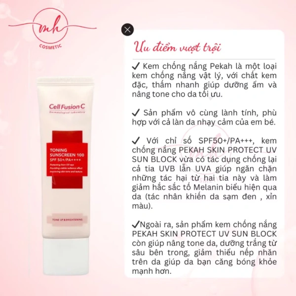 Một trong những sản phẩm đang được quan tâm hiện nay là Kem Chống Nắng CELL Dưỡng Trắng Nâng Tone Kiềm Dầu Cell Fusion C Toning Sunscreen 100 SPF50+ / PA++++. (Ảnh 4)