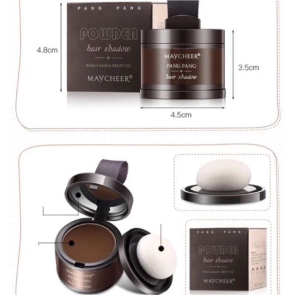 Phấn che khuyết điểm tóc, còn được gọi là “hair shadow”, hoạt động bằng cách “bám” vào chân tóc và da đầu, tạo một lớp màu phủ nhẹ giúp che giấu những vết thưa, bóng da dầu và các vùng da đầu lộ. (Ảnh 4)