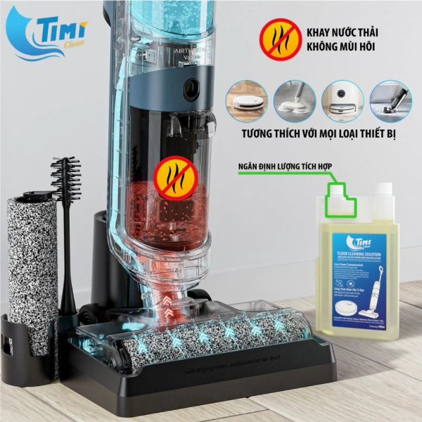 Nếu người dùng thích mùi thơm lâu dài, có thể bổ sung vài giọt tinh dầu chanh nguyên chất vào nước trong bình chứa, sau khi đã pha 10 ml dung dịch Timi Clean. (Ảnh 3)