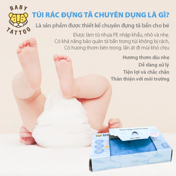 Ba mẹ thường thay tã 4–6 lần mỗi ngày, và mỗi khi thay, túi rác mới sẽ được mở để bỏ tã bẩn. (Ảnh 2) Ba mẹ thường thay tã 4–6 lần mỗi ngày, và mỗi khi thay, túi rác mới sẽ được mở để bỏ tã bẩn. (Ảnh 2)