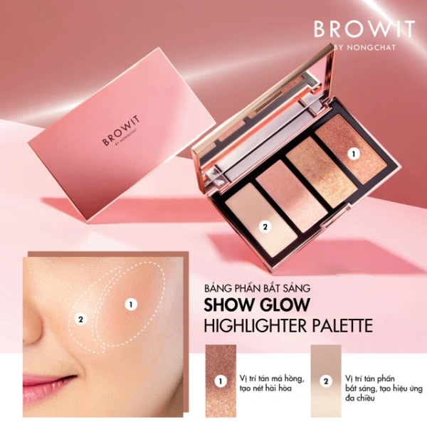 Nếu bạn đang tìm kiếm một bảng phấn bắt sáng vừa tiện lợi vừa đa dạng màu sắc, Browit Show Glow Highlighter Palette là một sản phẩm đáng để cân nhắc. (Ảnh 4) Nếu bạn đang tìm kiếm một bảng phấn bắt sáng vừa tiện lợi vừa đa dạng màu sắc, Browit Show Glow Highlighter Palette là một sản phẩm đáng để cân nhắc. (Ảnh 4)