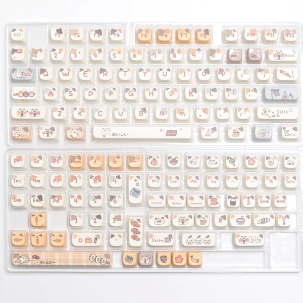 Trong kho tàng các set keycap pastel hiện nay, Bộ Keycap Miao Cat Pastel | KCRAFT - World of keycaps nổi bật bởi sự kết hợp hài hòa giữa màu sắc kem‑be‑đào và các họa tiết minh hoạ đáng yêu: mèo con, bánh ngọt, biểu tượng mini. (Ảnh 4)