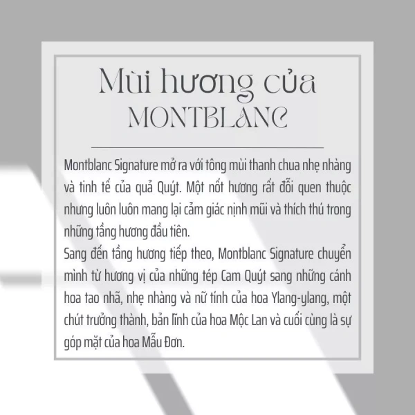 Từ bảng so sánh, có thể thấy rằng MontBlanc Signature mang lại sự cân bằng tốt giữa giá cả hợp lý và độ bền hương lâu dài, nhờ việc sử dụng vani cùng các fixatives như xạ hương trắng và benzoin. (Ảnh 5)