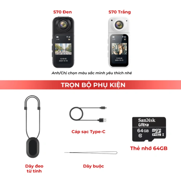 Camera siêu bé S70 được quảng bá là “camera hành trình 2K, góc nhìn người thứ nhất thời lượng pin siêu dài”. (Ảnh 2)