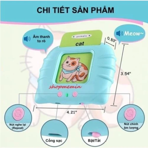 Mặc dù máy đọc thẻ thường có pin 380 mAh, nhưng so với các thiết bị cùng loại như máy đọc flashcard kiểu truyền thống (pin 200‑300 mAh) hay tablet học tiếng (pin 3000‑5000 mAh), máy này vẫn có lợi thế về độ nhẹ, chi phí thấp và thời gian sạc nhanh. (Ảnh 2)