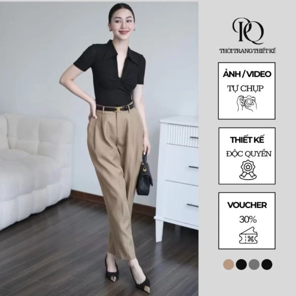 Quần baggy lưng cao màu trắng cho công sở nữ thường thoải mái, nhưng đường may ở hông dễ gây kéo giãn khi ngồi lâu. - Ảnh 1