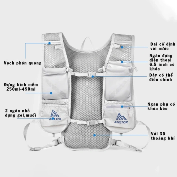 Vest nước thường tích hợp bình vào thân vest, giảm độ di động của bình, hạn chế va chạm. (Ảnh 4) Vest nước thường tích hợp bình vào thân vest, giảm độ di động của bình, hạn chế va chạm. (Ảnh 4)