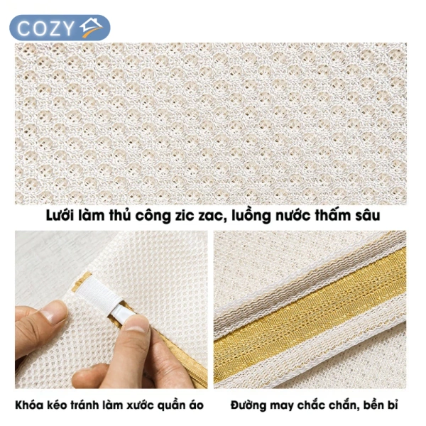 Túi giặt 3 lớp với lưới chắc chắn và khóa kéo kín không chỉ là một vật dụng phụ trợ mà còn là “vũ khí” quan trọng trong việc giảm thiểu rối rắm. (Ảnh 2)