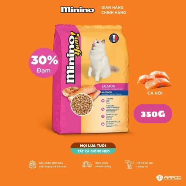 Hạt MININO cho mèo (túi 350‑480 g) được sản xuất tại Mexico, dựa trên công thức cân bằng protein, omega‑3 và các vitamin thiết yếu. (Ảnh 3)