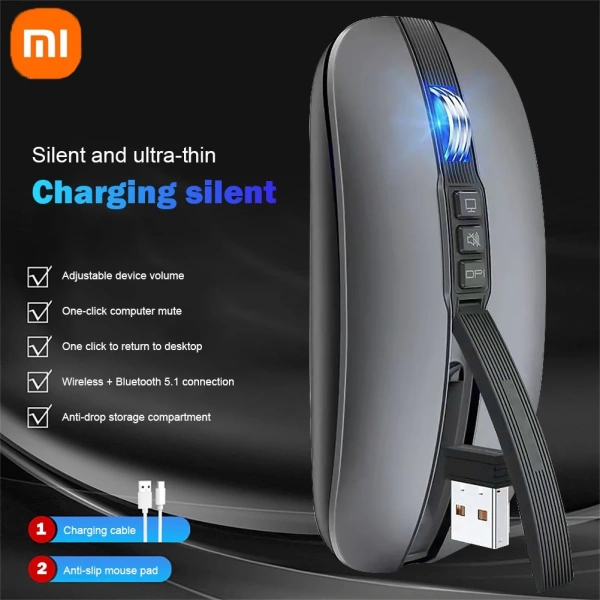 Sự im lặng bất ngờ của một chiếc chuột không dây bluetooth 2.4 GHz 2400 dpi sạc type‑c trong không gian làm việc - Ảnh 1