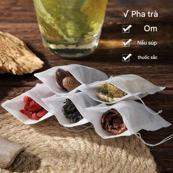 Trong quá trình nghiên cứu, một trong những sản phẩm thu hút sự chú ý là Combo 300 Túi lọc trà – Công nghệ mới, chất liệu vải không dệt, bền chắc, kèm dây rút nhiều kích thước lớn nhỏ. (Ảnh 4)