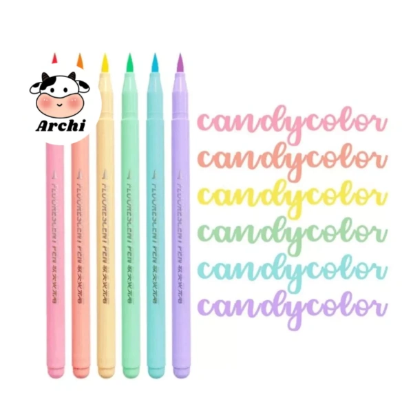 Ánh sáng yếu của bút dạ quang 6 màu candy khiến chi tiết thư pháp dễ bị mất khi viết trên nền tối