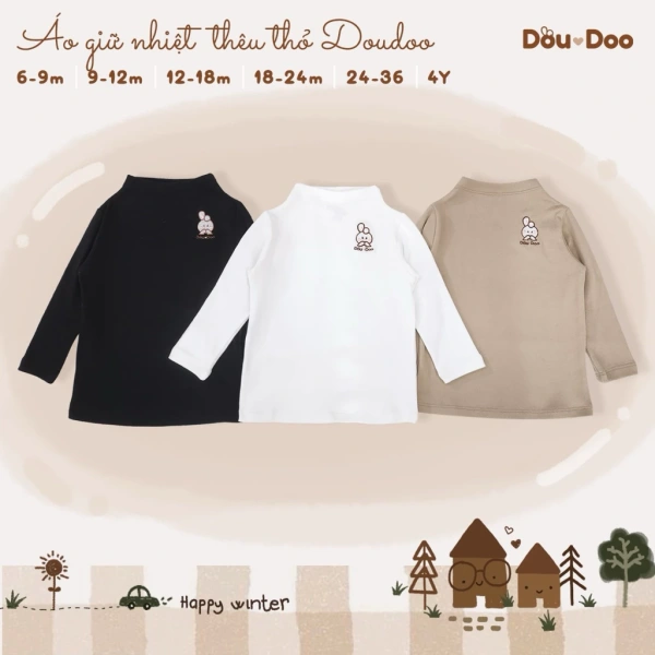 Áo giữ nhiệt cotton thêu thỏ thực sự giữ ấm như mong đợi khi bé chuyển từ trong nhà sang ngoài trời